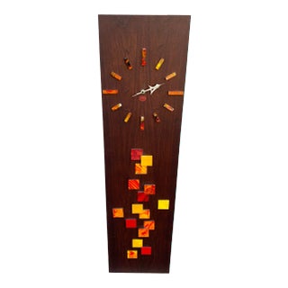 Mid Century Walnut and Tile Clock by Harris Strong For Sale