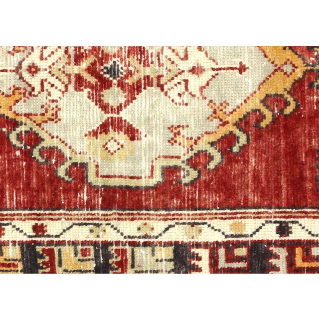 1960s Turkish Oushak Rug. Handwoven with wool on wool foundation in the Oushak region of Western Turkey. The Anatolian...