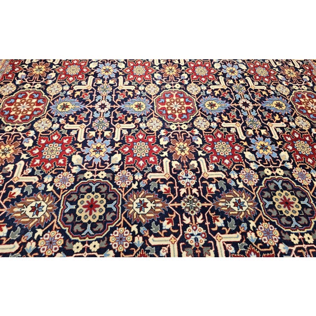 Vintage Persian Tabriz Afshan Rug, Hand-Knotted Wool, Allover Geometric Caucasian Kuba Pattern, Navy & Red, 7x10 For Sale In Chicago - Image 6 of 18