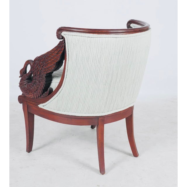 Mid 20th Century Mid 20th Century Empire Revival Carved Mahogany Swan Desk Chair From the Glorya Kaufman Estate For Sale - Image 5 of 7