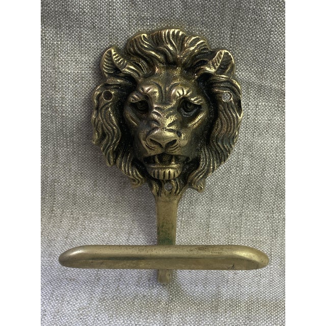 Vintage Brass Lion Head Coat Hooks, 1940s, Set of 2 For Sale - Image 4 of 15