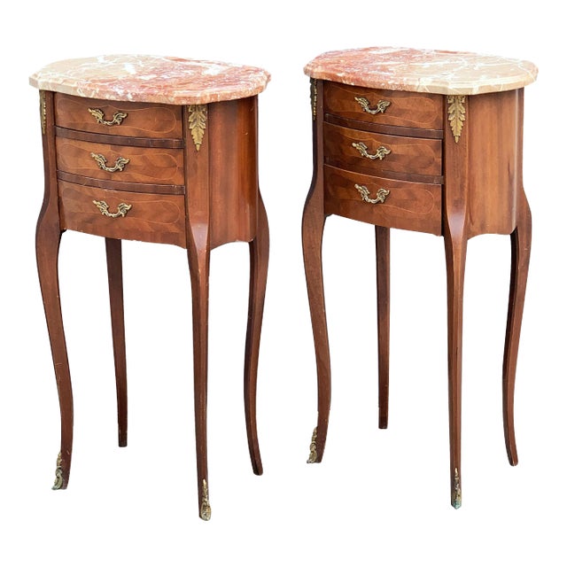 French Inlaid Nightstands - a Pair For Sale