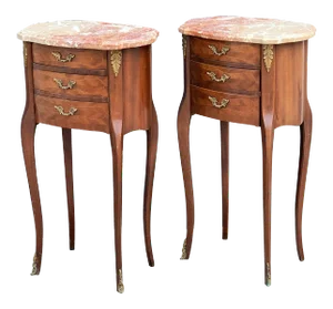 French Inlaid Nightstands - a Pair