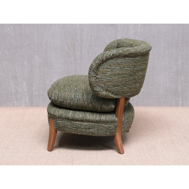 Brown Vintage Lounge Chair in Green Pierre Frey Tweed and Beech by Otto Schulz, Sweden, 1940s For Sale - Image 8 of 17