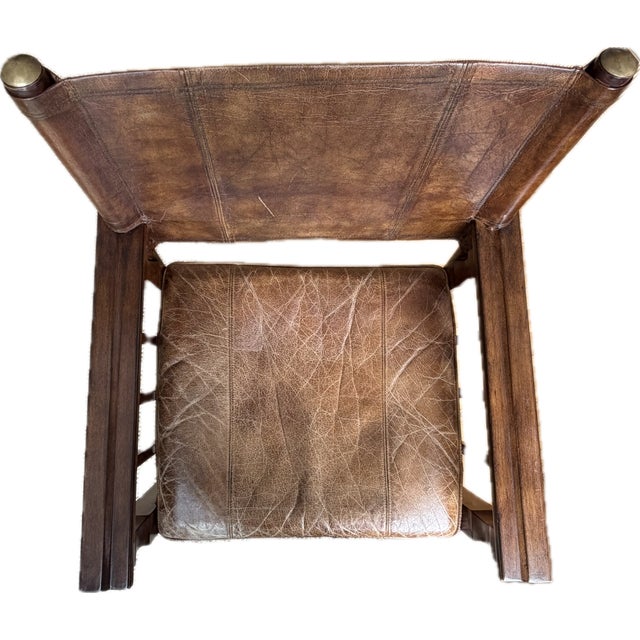 Campaign Style Leather Top Writing Desk and Leather Chair, Set of 2 For Sale - Image 17 of 18