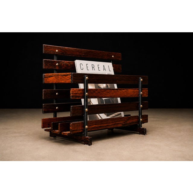 1960s Brazilian Modern Magazine Rack in Rosewood, Unknown, 1960’s For Sale - Image 5 of 13