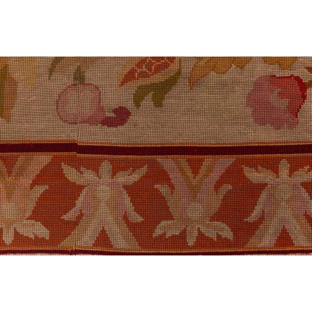 Late 19th Century Antique 1880s European Needlework Rug  Floral Symphony in Pastel Harmony For Sale - Image 5 of 8