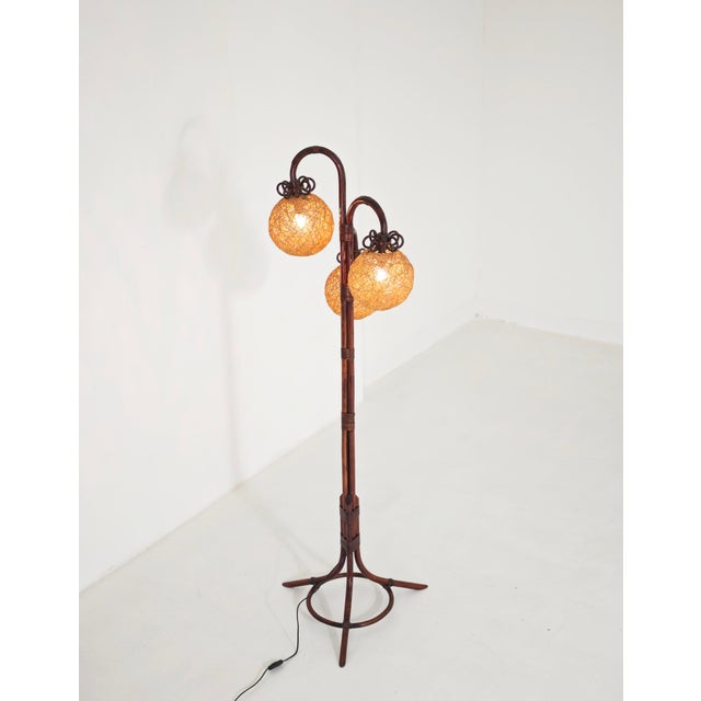 Mid-Century Modern Floor Lamp in Bamboo, Rattan and Rope, Italy, 1960s For Sale - Image 4 of 18