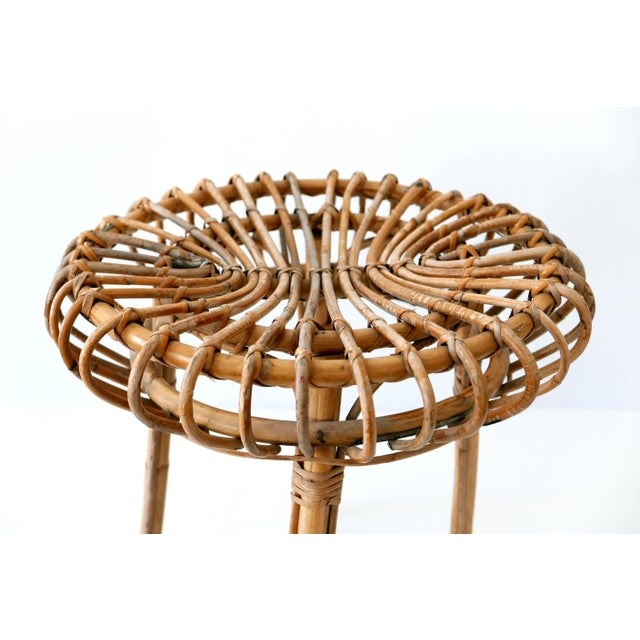 Italian Bamboo & Wicker Stool, 1950s For Sale - Image 10 of 15