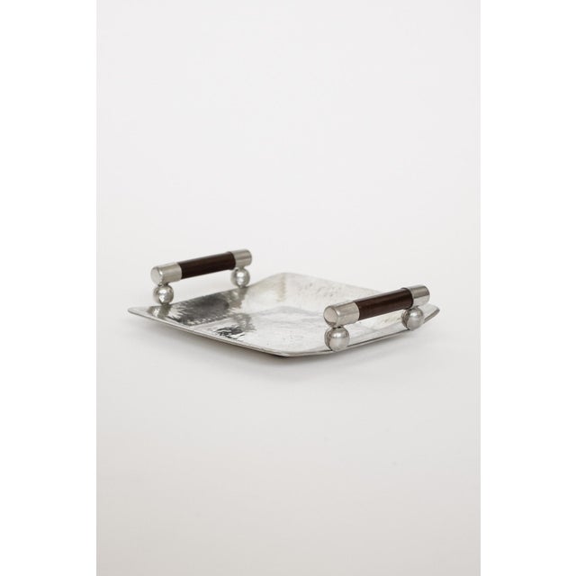 Hammered Pewter Tray with Wooden Handles from Schohaus, 1970s For Sale - Image 4 of 10