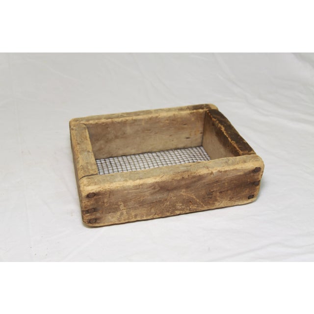 Vintage Wood and Wire Mesh Flour Grain Sieve For Sale - Image 4 of 4
