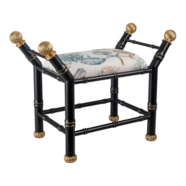 Boca Black Ocean Bamboo Bench For Sale