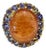 Bochic “Capri” Vintage Orange Opal & Tanzanite Cocktail Ring — 18K Gold & Silver For Sale