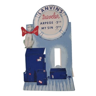 Lanvin's Paris Traveler Arpege/ My Sin Advert Sign W/ White Poodle For Sale