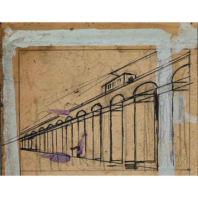 Gabriele Galantara, Tram, 1905, Watercolor and Ink Drawing For Sale