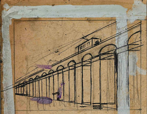 Gabriele Galantara, Tram, 1905, Watercolor and Ink Drawing