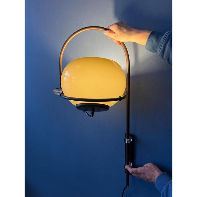 Plastic Mid-Century Space Age Mushroom Arc Wall Lamp from Herda For Sale - Image 7 of 13