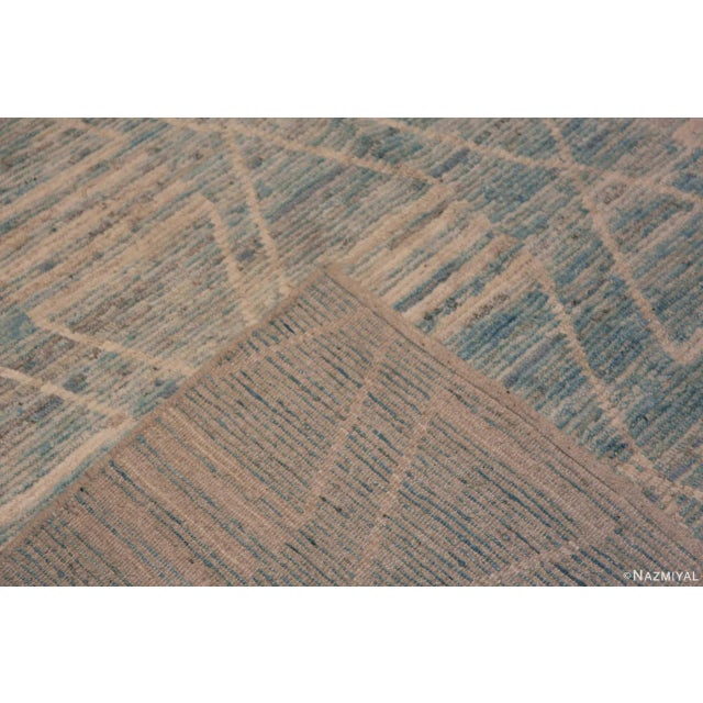 Textile Nazmiyal Collection Large Washed Out Sky Blue Tribal Contemporary Area Rug For Sale - Image 7 of 7