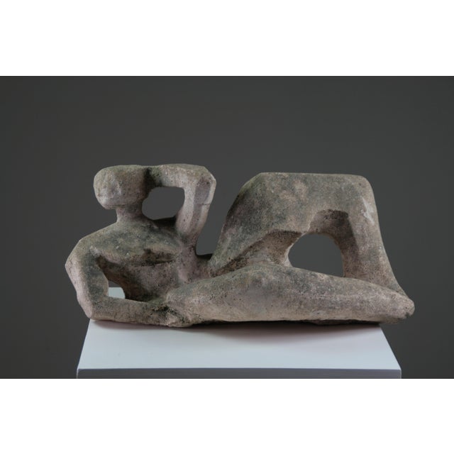 French Artist, Modernist Sculpture of a Reclining Female Nude, Reconstituted Stone For Sale - Image 10 of 18