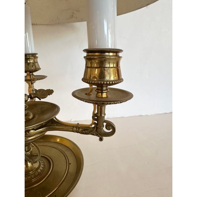 Late 19th Century Antique Miller & Sons Brass Buillotte Lamp With Chocolate Brown Metal Shade For Sale - Image 5 of 8