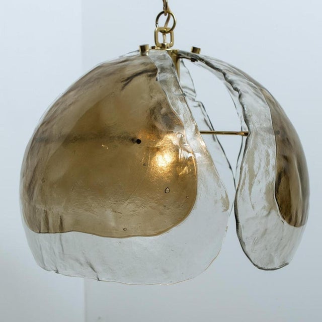 1970s Pendant Light in Amber Glass and Brass attributed to J. T. Kalmar for Kalmar, 1970s For Sale - Image 5 of 11