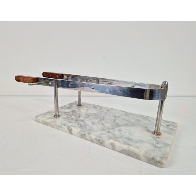 Brown Vintage Ham Holder with Marble Base from Fisher, France, 1970s For Sale - Image 8 of 10