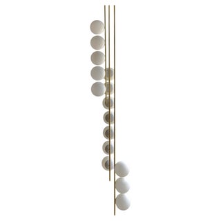 Brass + Opaline Glass Globe Chandelier by South Loop Loft For Sale