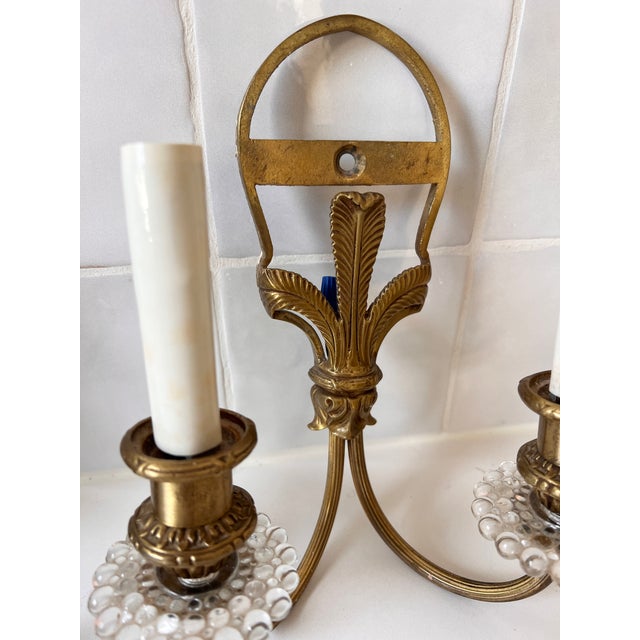 Antique Louis XIV Style Brass Bronze Two-Arm Wall Sconces Pair of Two For Sale In New York - Image 6 of 15