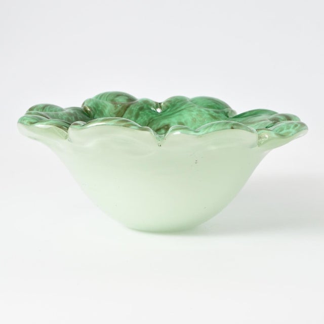 Murano Green Aventurine Glass Bowl from Fratelli Toso, 1960s For Sale - Image 12 of 13