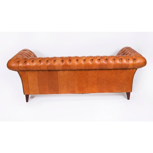 Mid-Century English Button Back Leather Chesterfield Sofa For Sale - Image 12 of 14