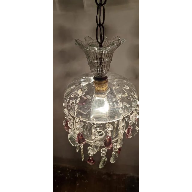 Crystal Ceiling Lamp. France, 1950s For Sale - Image 4 of 10