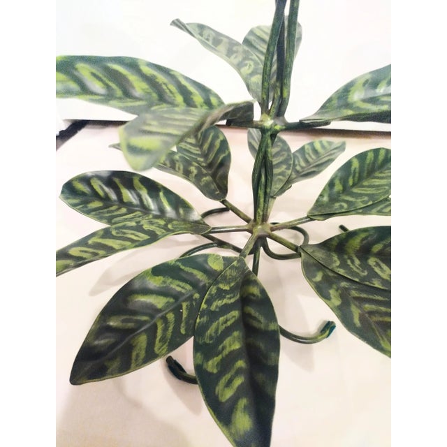 Gampel-Stoll Rare Vintage Metal Tole Decorative Leaf Appetizer Holder Room Decor- a Pair For Sale - Image 4 of 7