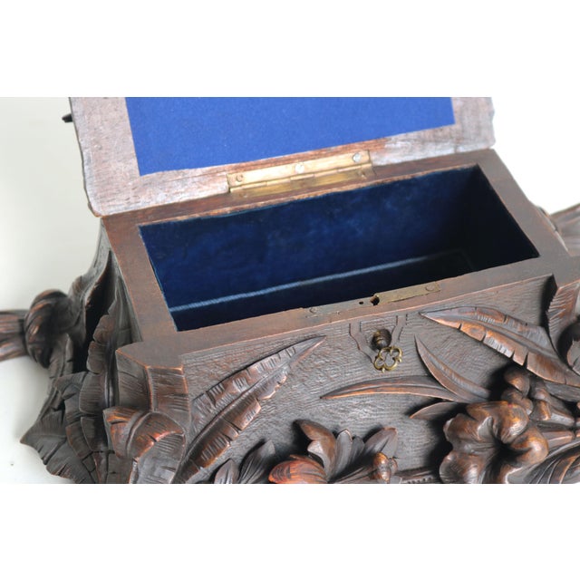 19th Century Antique Swiss Hand Carved Black Forest Jewelry Box, 1880 For Sale - Image 5 of 14