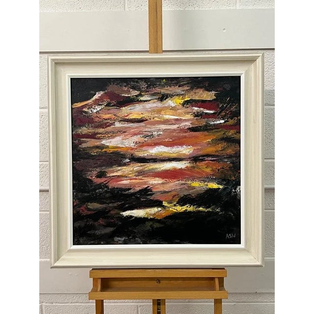 Dark Impressionist Abstract Landscape Art Using Red & Black by Contemporary British Artist For Sale - Image 6 of 12