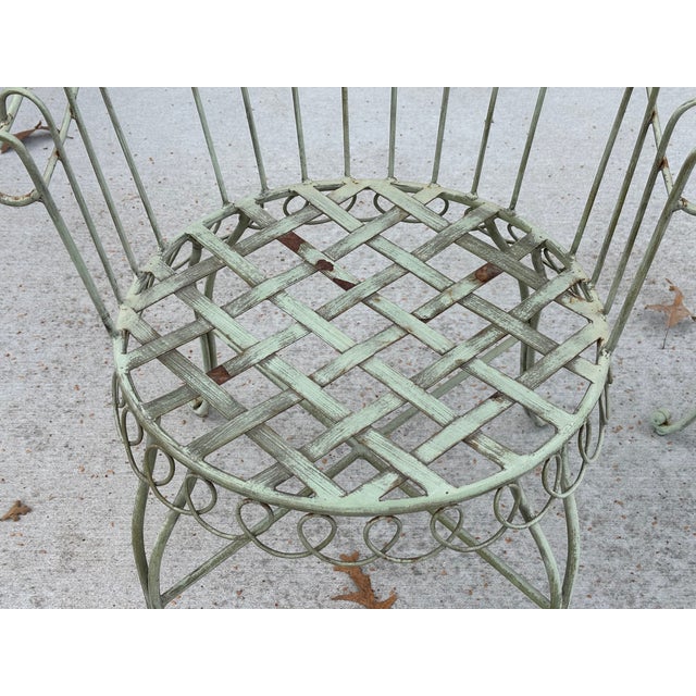 Mid-Century French Wrought Iron Garden Chairs in the Style of Mathieu Matégot - A Pair For Sale - Image 14 of 18