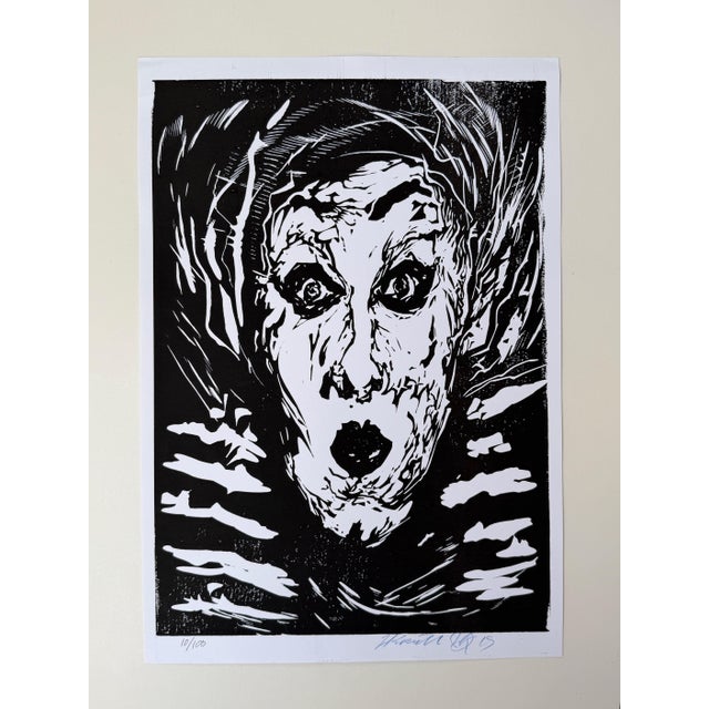 Hans Krull, Expressionist Portrait, 2009, Linocut For Sale - Image 4 of 4
