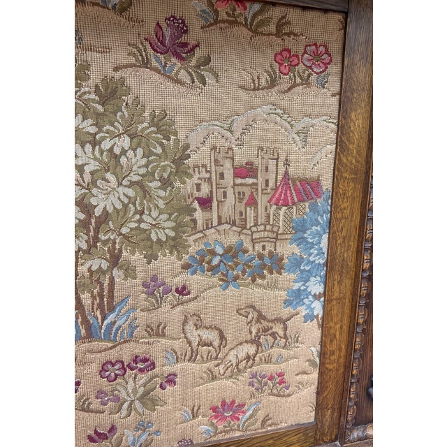 Brown Antique Large French Carved Oak Framed Wall Aubusson Style Tapestry/Textile 8ft For Sale - Image 8 of 18