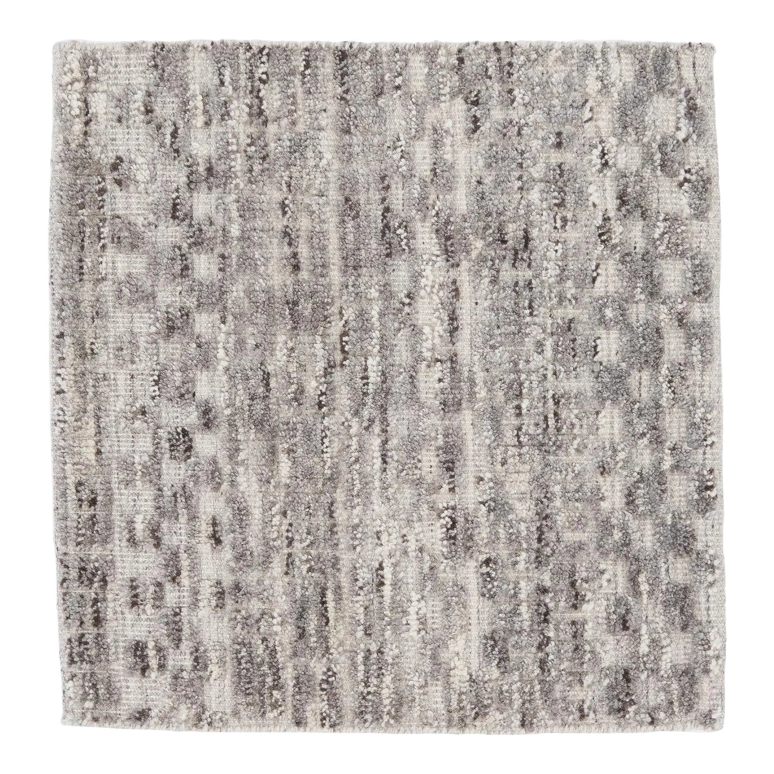 Modern Moroccan Style Handmade Gray Geometric Custom Wool Rug | Chairish