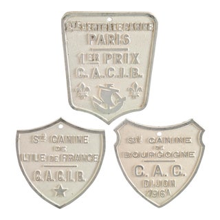 Vintage French Dog Show Award Plaques - Set of 3 For Sale