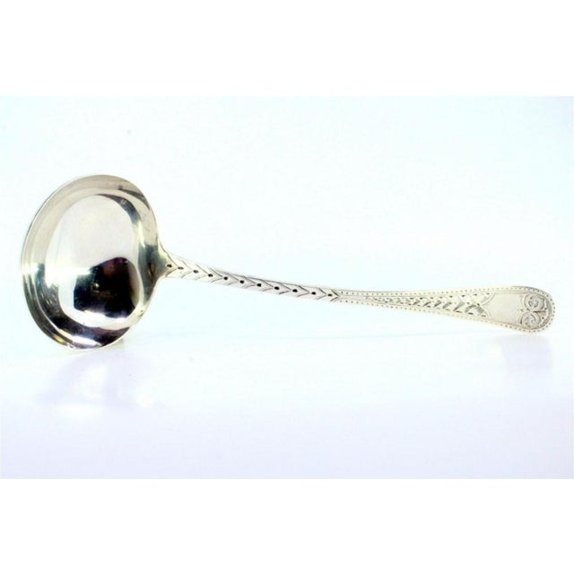 Silver Soup Ladle with Handle Reliefs and Monogram Card For Sale - Image 6 of 7
