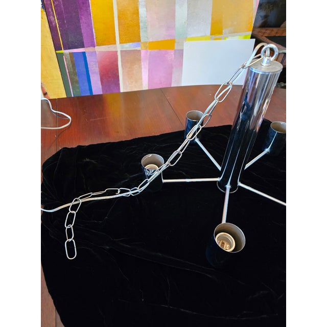 Mid Century Modern 70s Chrome Petite Chandelier For Sale - Image 9 of 9