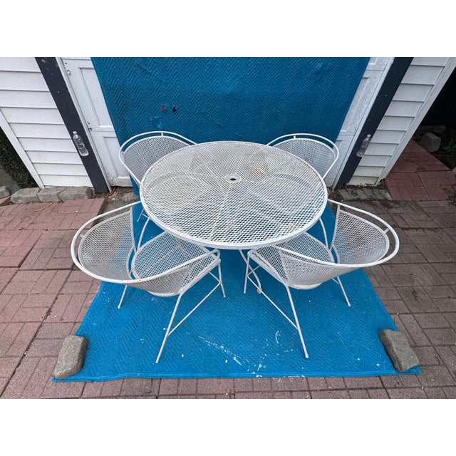 Vintage Mid Century Wrought Iron and Mesh Patio Set of 5 For Sale In New York - Image 6 of 12