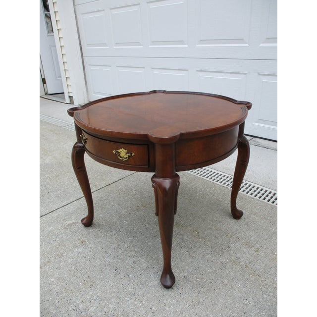 Burl Walnut Queen Anne Round Side Table Chairish