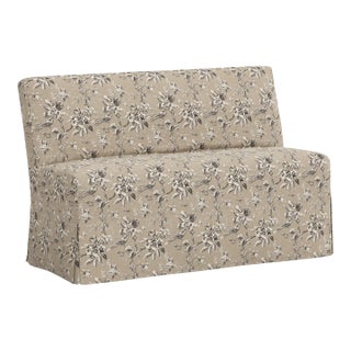 Stoffer Home x Cloth & Company Lindy Slipcover Dining Banquette in Michigan Bird Toile Sand For Sale