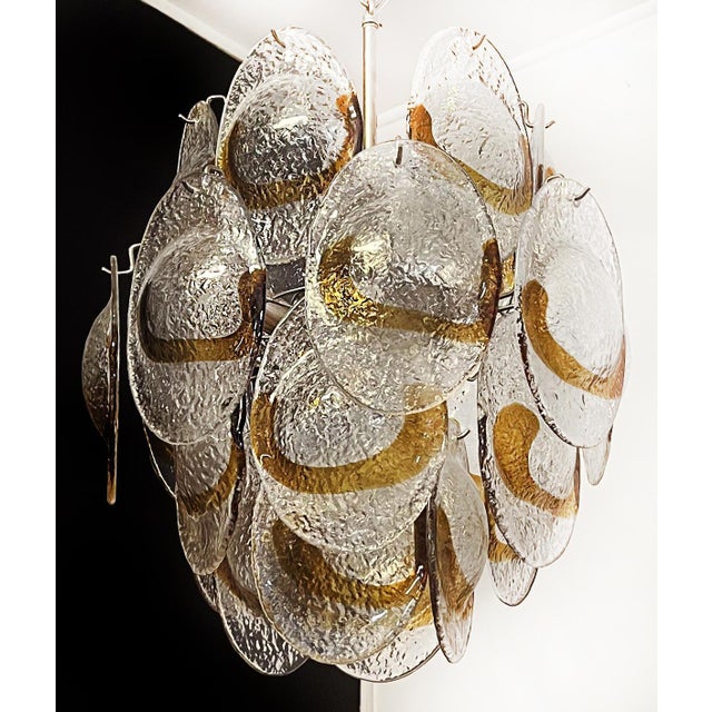 Industrial Vintage Italian Murano Chandelier with 24 Clear and Amber, 1980s For Sale - Image 3 of 15