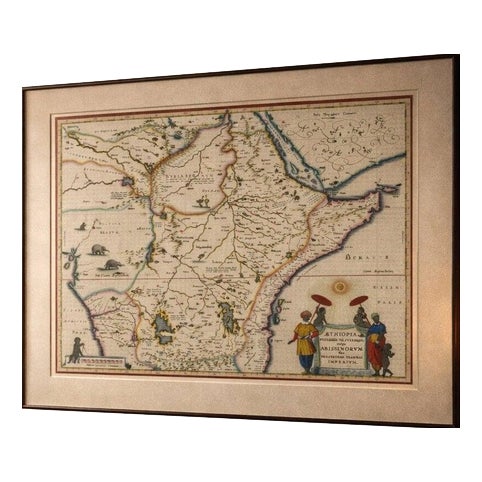 Antique Ethiopia Abyssinia Blue Map, 1642 For Sale