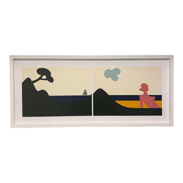 Claude Gilli (1938-2015), French Pop Art, Modern Diptych Acrylic Painted Assemblage, "La Plage" For Sale