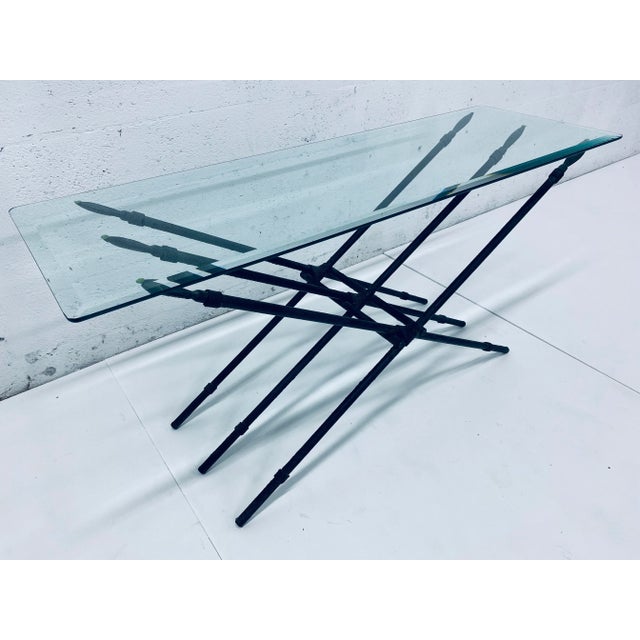 Mid-Century Modern Modern Bronzed Metal Spear Low Console Table For Sale - Image 3 of 13