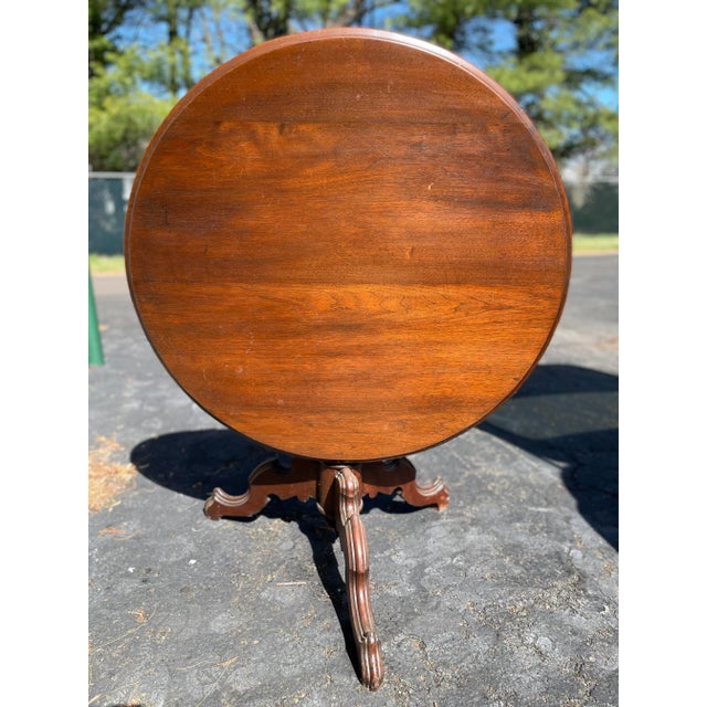 Brown Antique Mahogany Tilt Top Table Large 36" For Sale - Image 8 of 10