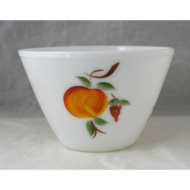 Mid 20th Century Gay Fad Studios & Fire King Hand Painted Fruit Pattern Milk Glass Bowl For Sale - Image 4 of 9